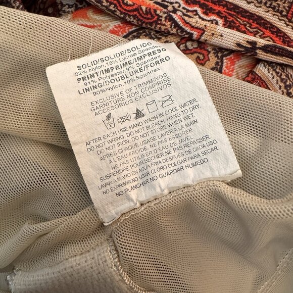 It Figures Swimsuit One Piece 22W Slimming Lined Orange Red Paisley Boho - Picture 10 of 10